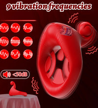 Venusfun Red Mouth Wearable Vibrating Cock Ring with APP Control for Couples