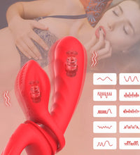 Venusfun Red Silicone Cock Ring Vibrator for Women Multi Function Clit G Spot Adult Sex Toy