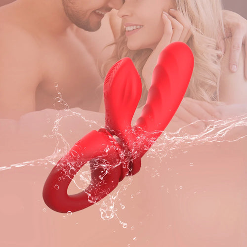 Venusfun Red Silicone Cock Ring Vibrator for Women Multi Function Clit G Spot Adult Sex Toy