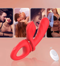 Venusfun Red Silicone Cock Ring Vibrator for Women Multi Function Clit G Spot Adult Sex Toy