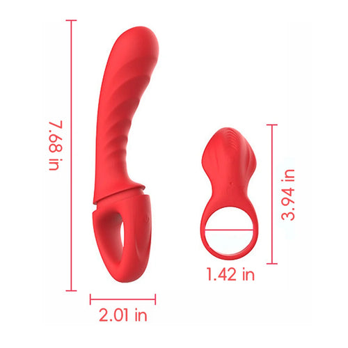 Venusfun Red Silicone Cock Ring Vibrator for Women Multi Function Clit G Spot Adult Sex Toy