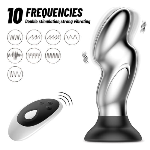 Venusfun 10 Speeds Remote Metal Anal Plug Prostate Massager