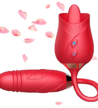 Venusfun Rose Dual Head Vibrator with Licking Suction and Extendable Motion 10 Modes for Sensory Play