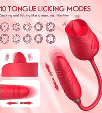 Venusfun Rose Dual Head Vibrator with Licking Suction and Extendable Motion 10 Modes for Sensory Play