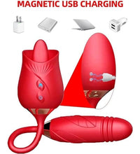 Venusfun Rose Dual Head Vibrator with Licking Suction and Extendable Motion 10 Modes for Sensory Play