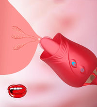 Venusfun Rose Dual Head Vibrator with Licking Suction and Extendable Motion 10 Modes for Sensory Play