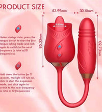 Venusfun Rose Dual Head Vibrator with Licking Suction and Extendable Motion 10 Modes for Sensory Play
