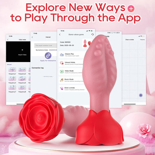Venusfun App Controlled Rose Rotating Vibrating Butt Plug Anal Vibe Backdoor Trainer