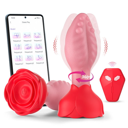 Venusfun App Controlled Rose Rotating Vibrating Butt Plug Anal Vibe Backdoor Trainer