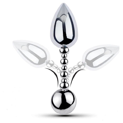 Venusfun Double Ended Stainless Steel Anal Plug with Rotating Beads for Prostate Training