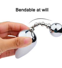Venusfun Double Ended Stainless Steel Anal Plug with Rotating Beads for Prostate Training