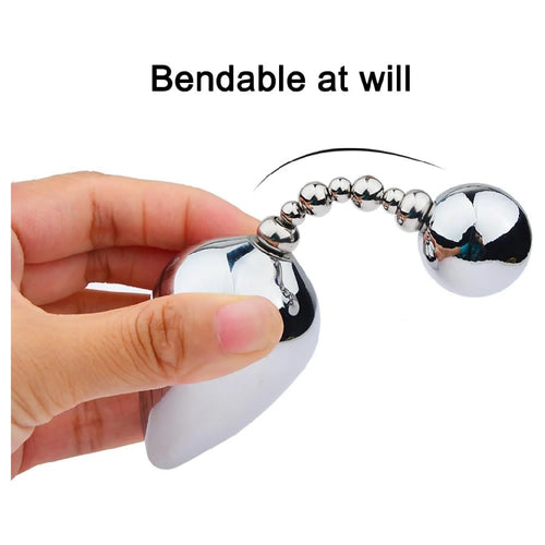 Venusfun Double Ended Stainless Steel Anal Plug with Rotating Beads for Prostate Training