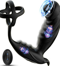 Venusfun Rotating Prostate Massager Remote Vibrating Cock Ring Perineum Support for Men