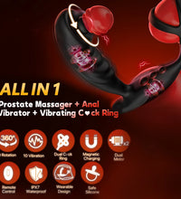 Venusfun Rotating Prostate Massager Remote Vibrating Cock Ring Perineum Support for Men