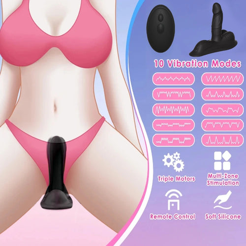 Venusfun Sit and Ride Vibrator Grinding Dildo with Remote Triple Stimulation for Women