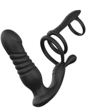 Venusfun Remote Control Thrusting Anal Plug with Triple Cock Rings for Men