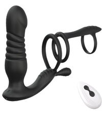 Venusfun Remote Control Thrusting Anal Plug with Triple Cock Rings for Men