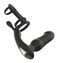Venusfun Remote Control Thrusting Anal Plug with Triple Cock Rings for Men
