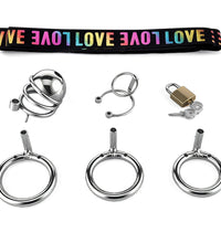 Venusfun BDSM Silver Metal Penis Chastity Cage Device