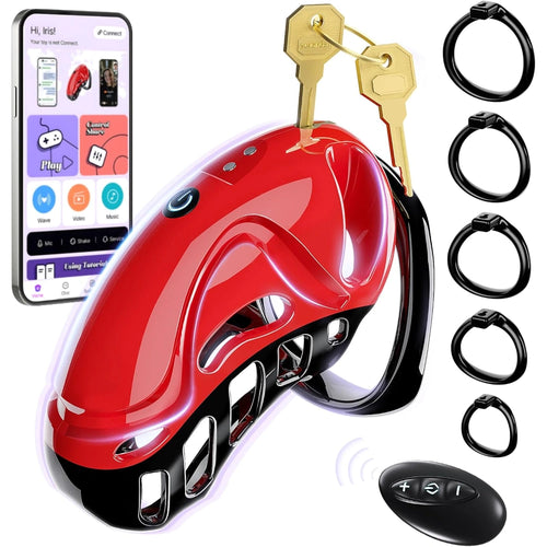 Venusfun Male Chastity Device Vibrating Cage with 10 Modes App Remote Control for  BDSM