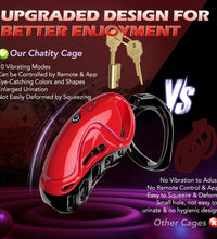 Venusfun Male Chastity Device Vibrating Cage with 10 Modes App Remote Control for  BDSM
