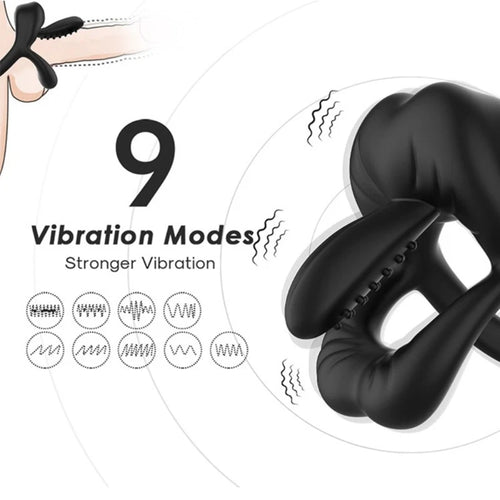 Venusfun Vibrating Cock Penis Ring with Scrotum Stretcher Male Erection Enhancer for Couples Sex Toy