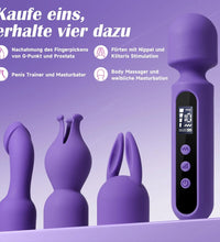 Venusfun Wand Vibrator for Women with 3 Interchangeable Heads 10 Vibration Modes and LED Display