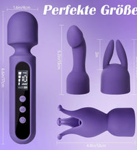 Venusfun Wand Vibrator for Women with 3 Interchangeable Heads 10 Vibration Modes and LED Display