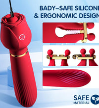 Rose Vibrator With Nipple Clamps Stimulator 2 In 1 Sex Toys For Women