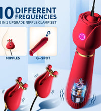 Rose Vibrator With Nipple Clamps Stimulator 2 In 1 Sex Toys For Women