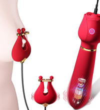 Rose Vibrator With Nipple Clamps Stimulator 2 In 1 Sex Toys For Women