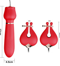 Rose Vibrator With Nipple Clamps Stimulator 2 In 1 Sex Toys For Women