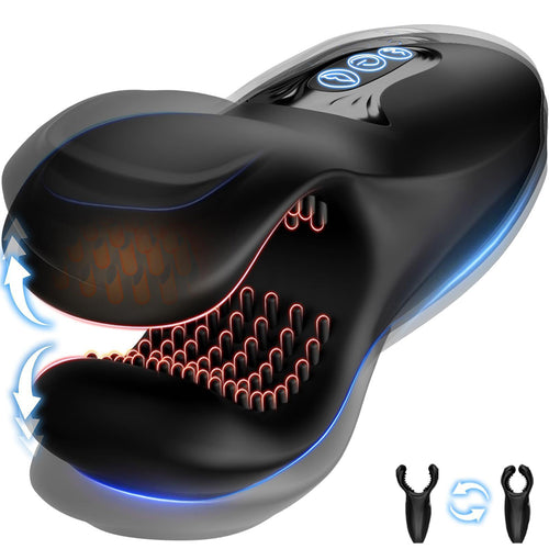 Male Handheld Masturbator Dual Head Bite Pellet Stimulation