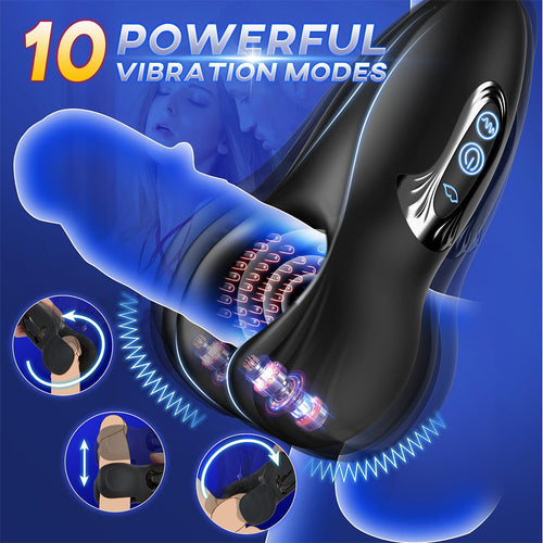 Male Handheld Masturbator Dual Head Bite Pellet Stimulation