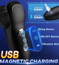 Male Handheld Masturbator Dual Head Bite Pellet Stimulation